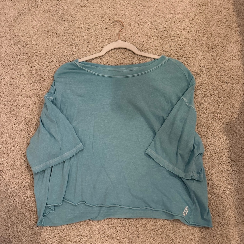 Free People Teal Oversized T-Shirt